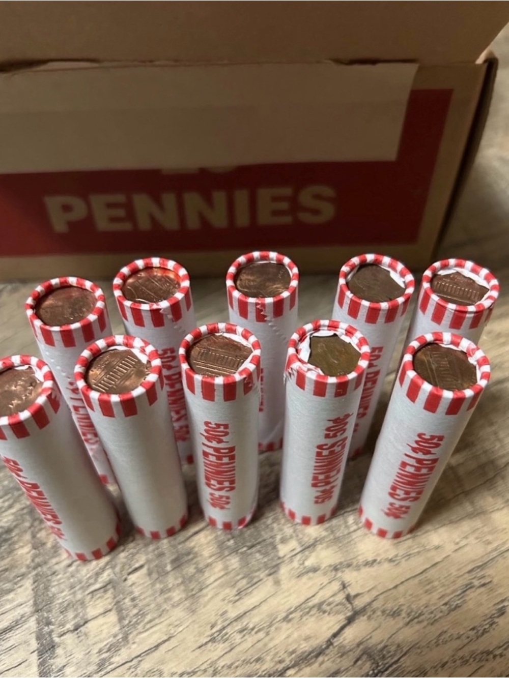🪙 10 Bank Rolls of Pennies – 500 Pennies Each! 🪙